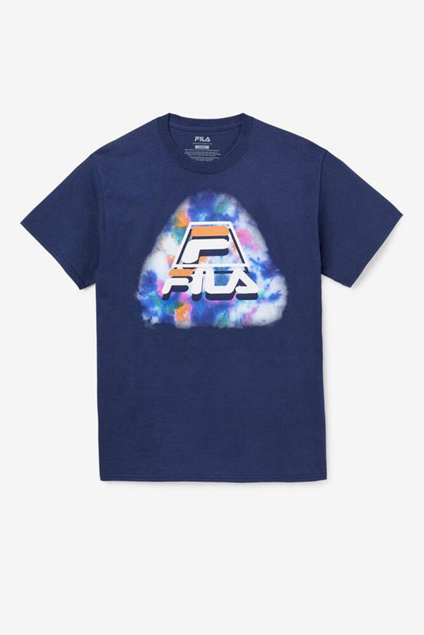 Fila Boniface Sleeve Tie Dye Men's Tee - Blue,NZ 504-75468